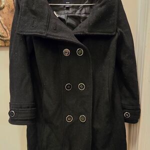 🤎 GAP Kids M Black Double-Breasted Pea Coat VGUC